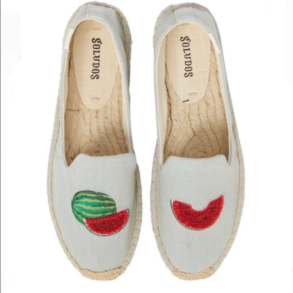 SOLUDOS Watermelon Espadrille Slippers In Chambray